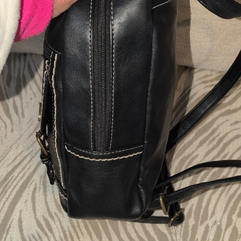 b.o.c. Black vegan Leather Backpack with WhitecStitch Detail - Picture 8 of 13